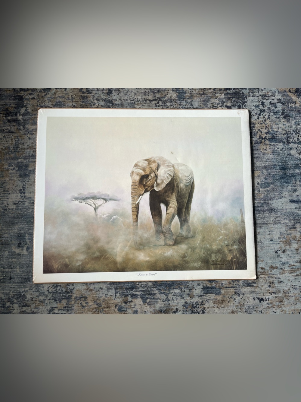 Elephant Art Print - Neutral Gray and Cream Home Wall Art